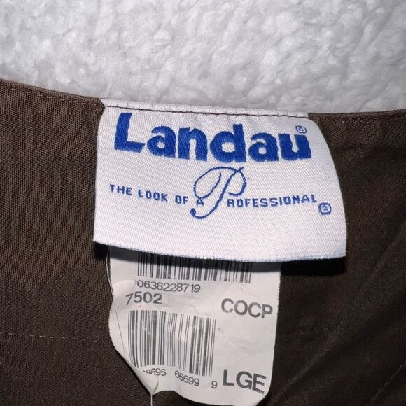 Landau Brown V Neck Reversible Scrub Top Shirt Size Chest Pocket - Picture 4 of 6